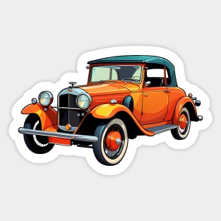 Colored Classic Car Design in Vibrant Vector Style Sticker